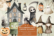 Adorable Halloween Creeps Clipart, an Illustration by NadiaTheronArt (Thumbnail 1 of 5)