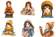 Winter Cottage Girl Watercolor, an Illustration by DreamArtGraphic (Thumbnail 4 of 5)