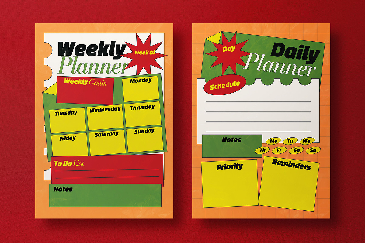 Orange Yellow Weekly Planner, a Print Template by graphicook (Photo 2 of 2)
