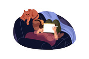 People use gadgets at night set, a Person Illustration by PaperTrident (Thumbnail 2 of 9)