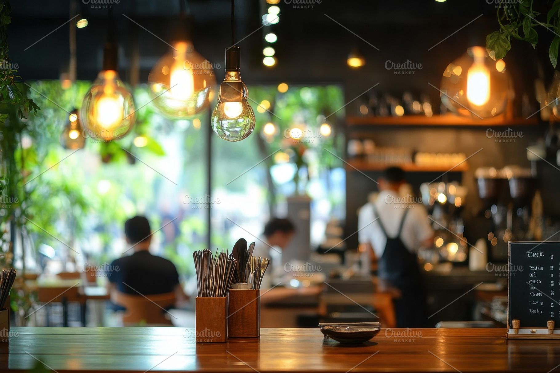 Cozy coffee shop with blurred, a Photo by Pavel_design