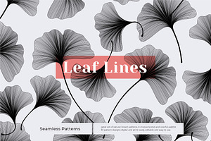 Leaf Lines Seamless Patterns