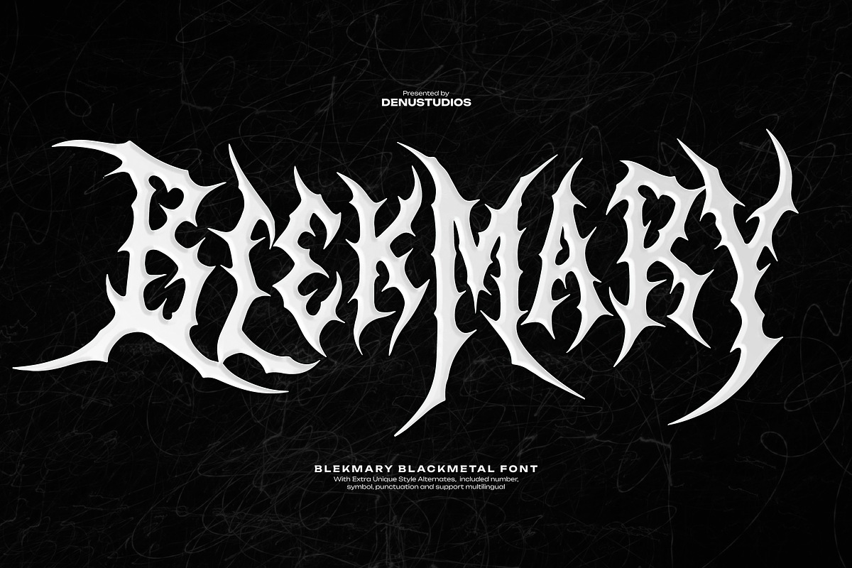BlekMary | Black Metal Font, a Blackletter Font by Denustudios (Photo 1 of 12)