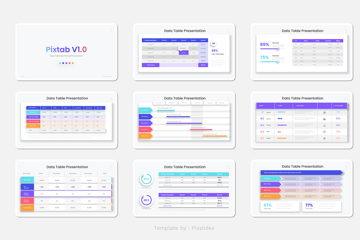 Data Table Pricing Table PowerPoint, a Presentation Template by Pixslides (Photo 2 of 5)