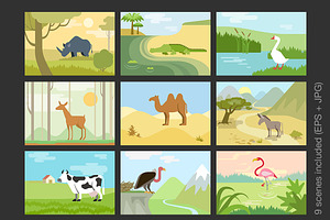 ZOO Flat Animals Vector Collection