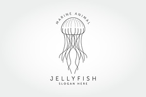 Jelly fish logo icon vector. LineArt, a Branding & Logo Template by PrastHF