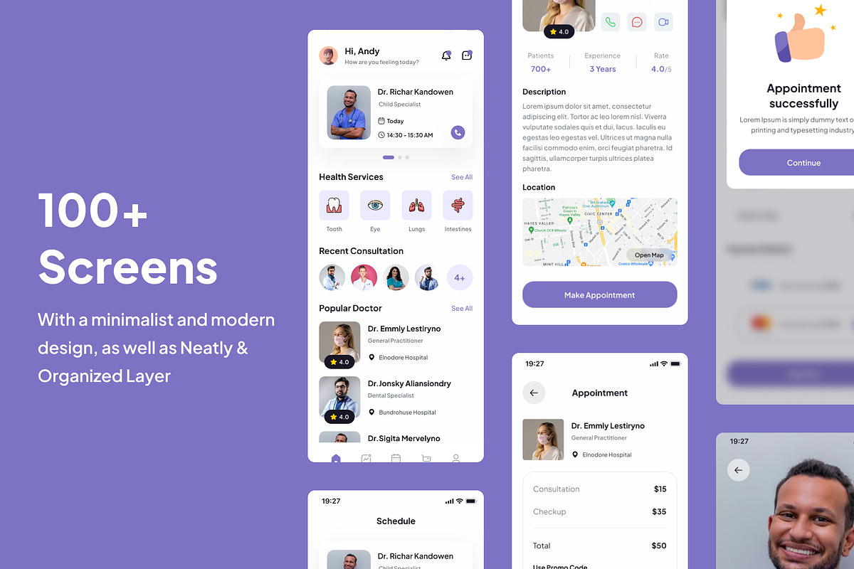 Midcare - Health Apps UI Kits, an App Template by Minialis (Photo 2 of 6)