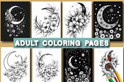 Moon and Flower Coloring Book, an Animal Illustration by Printable Design Store (Thumbnail 4 of 7)