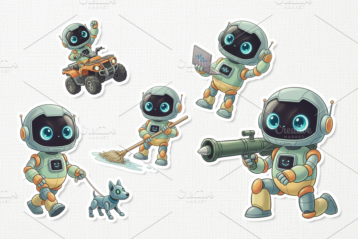 Adorable Robot Kids Cartoon, a Technology Illustration by Gohsantosa (Photo 4 of 4)