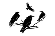 Crows sitting on a dry tree vector, an Object Graphic by Ghagra (Thumbnail 2 of 4)