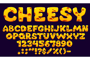 Cartoon cheese font, Swiss typeface, a Food Illustration by Vector Tradition