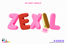 ZEXIL. 3D OTF SVG Font Family.