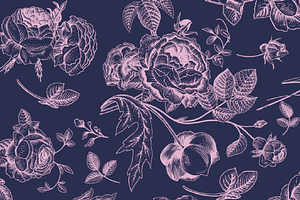 navy and pink floral wedding invites