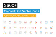 2600+ Colored Line Icons, an Outline Icon by Creative Stall (Thumbnail 1 of 4)
