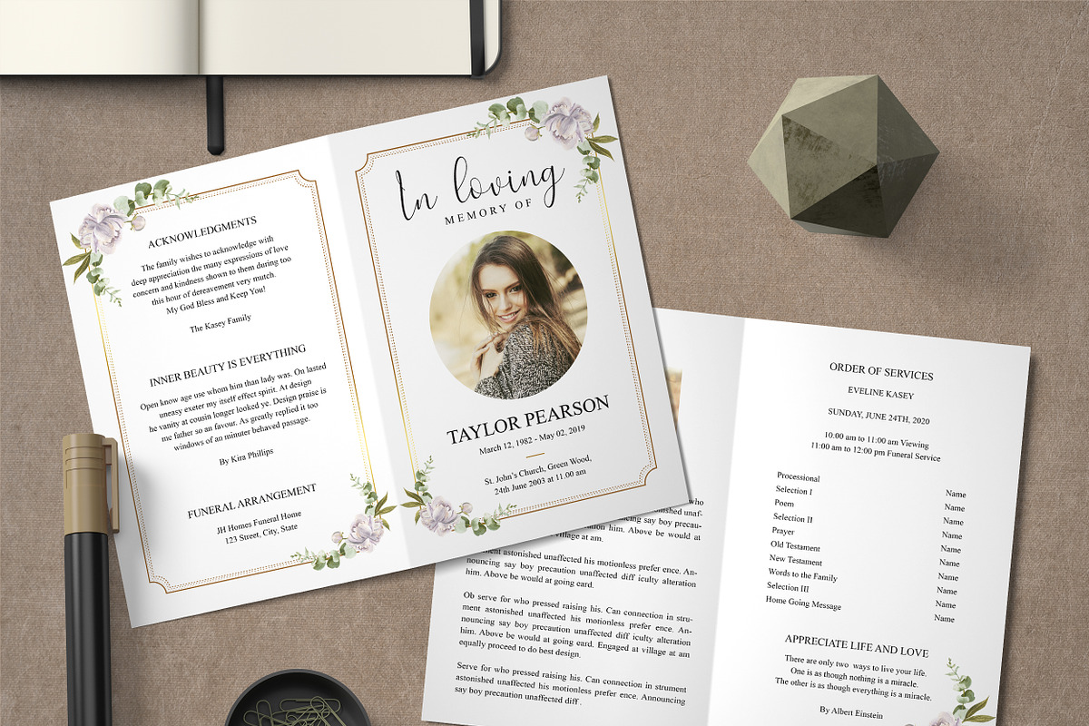 Memorial Program Template, an Invitation Template by TemplatesForest (Photo 1 of 3)