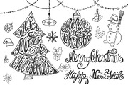 Merry Christmas tree lettering set, a Symbol Font by Tatianakost49 (Thumbnail 2 of 2)