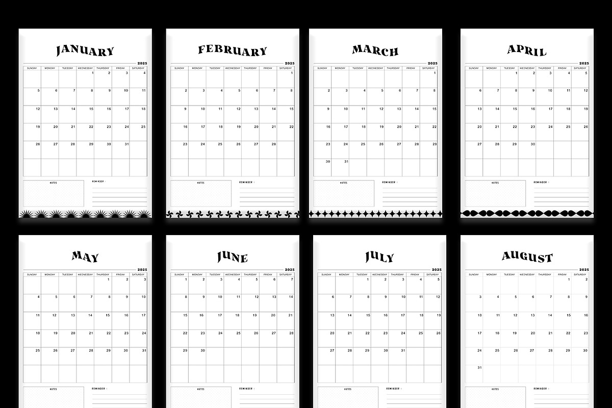 Calendar 2025 | Monochrome, a Poster Template by Emilly Studio (Photo 3 of 3)