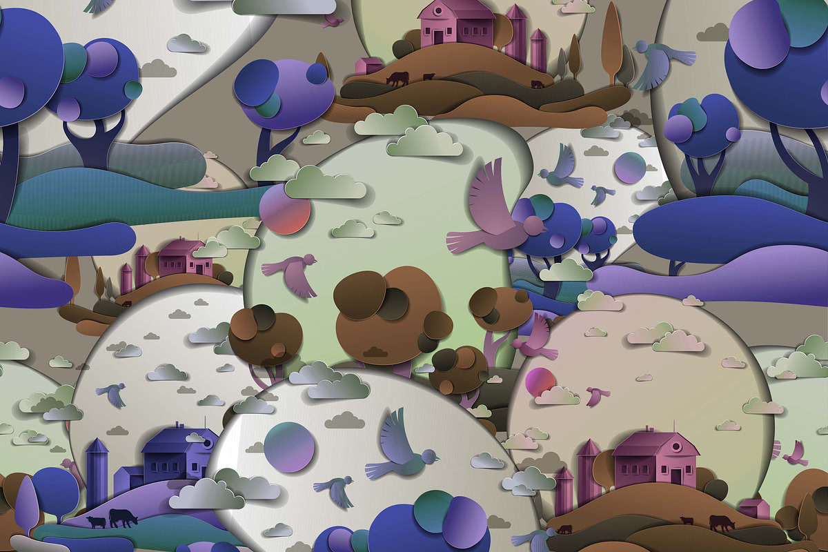 Creative Fantasy Seasons Landscape, a Pattern Graphic by AAN Seamless Shop (Photo 1 of 4)