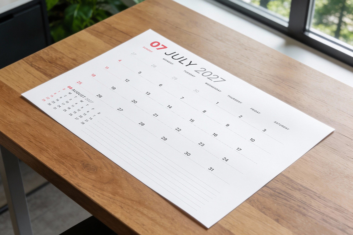 2027 Vector Calendar Template EPS, a Texture Illustration by mikhailmorosin (Photo 5 of 5)
