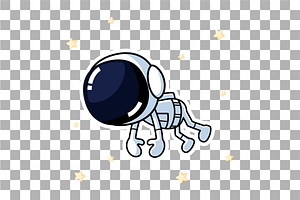 Cute Astronaut Floats In The Space