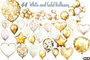 White and Gold Balloons Clipart, an Illustration by DreamCafeArt (Thumbnail 1 of 7)