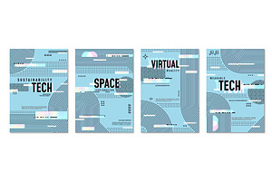 Abstract futuristic glitch posters, a Decorative Illustration by Vector Tradition