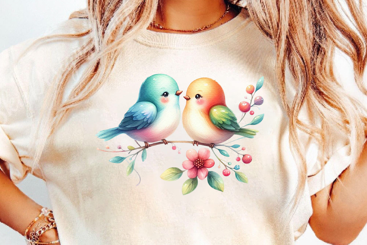Whimsical Valentine Couple Birds, an Illustration by DreamCafeArt (Photo 4 of 6)