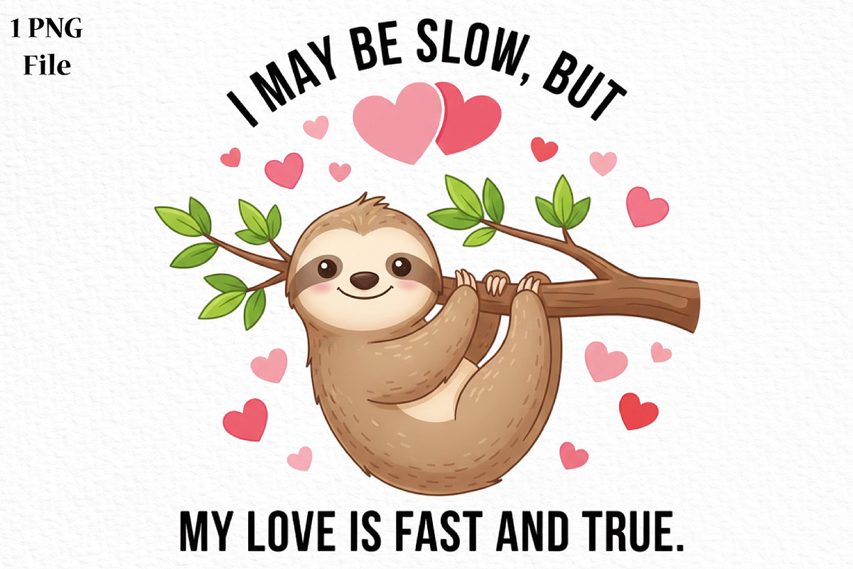 Sloth Valentine Graphic for Sloth, an Illustration by Canvas Craft (Photo 1 of 7)