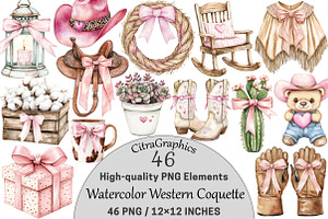 Watercolor Western Coquette Clipart, a Seasonal Illustration by CitraGraphics