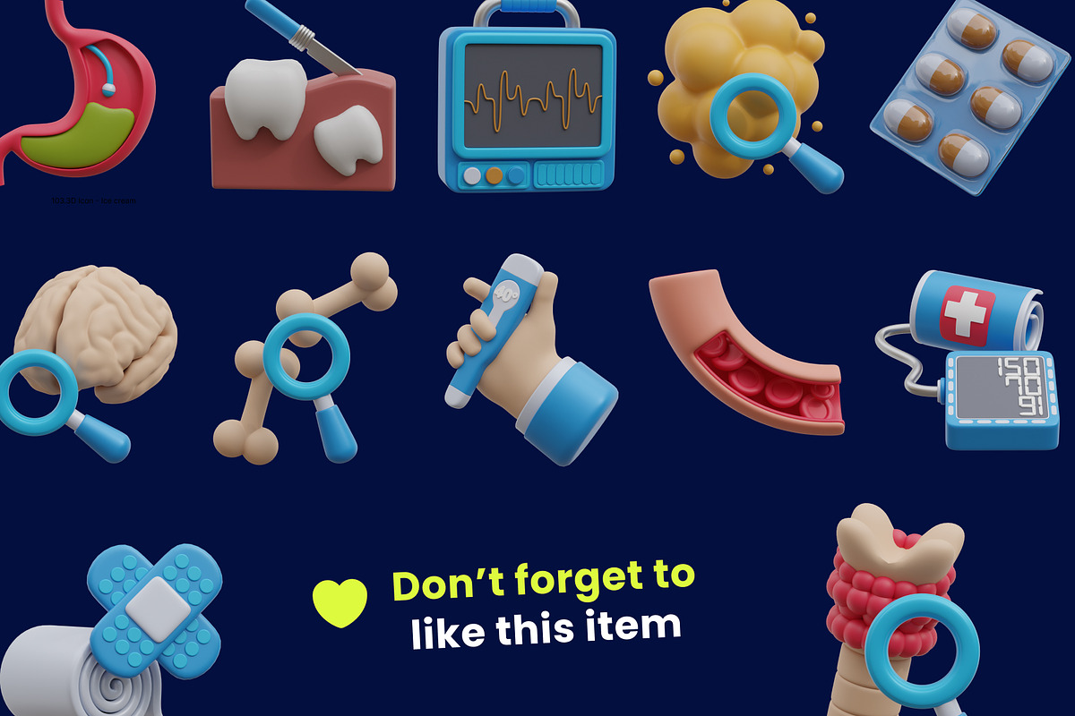 Medical Checkup 3D Icon Pack, an Environmental 3D Model by orenjidesign (Photo 8 of 8)