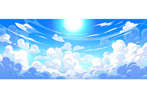 Cartoon anime manga sky clouds, an Illustration by Vector Tradition