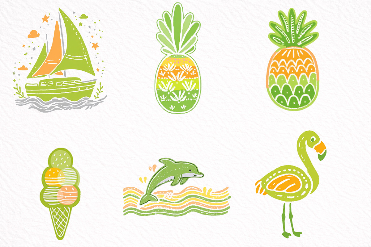 Watercolor Summer Vibe Clipart, an Illustration by DreamArtGraphic (Photo 6 of 8)