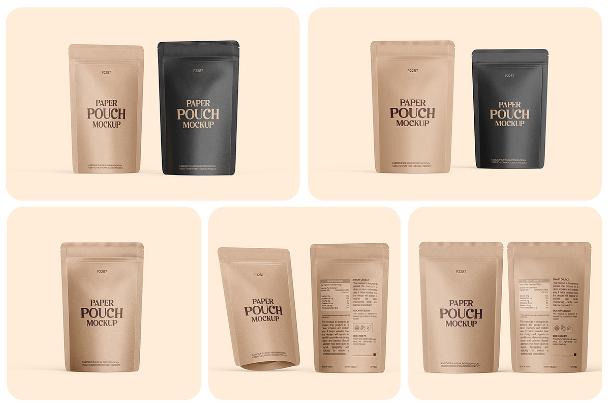 Kraft Paper Stand-Up Pouch Mockup, a Packaging Mockup by Ram Studio LLC (Photo 2 of 14)
