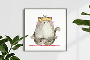 Fitness & Yoga Cats clipart set, an Animal Illustration by Valin Malin (Thumbnail 5 of 14)