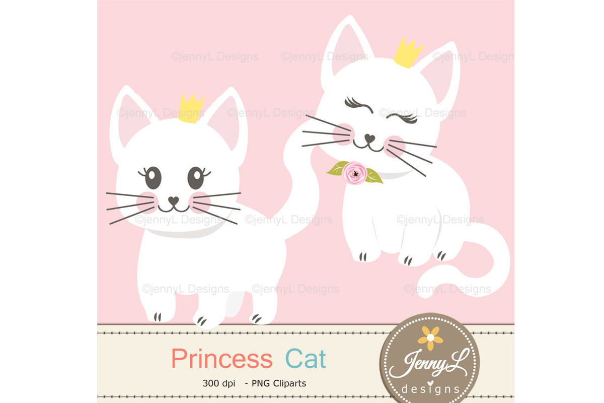 Princess Cat Digital Paper Clipart, a Pattern Graphic by JennyL Designs (Photo 4 of 7)