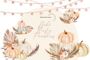 Boho Rustic Pumpkin Clipart