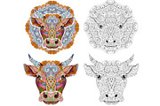 Decorative bull with mandalas, an Animal Illustration by Watercolor fantasy (Thumbnail 3 of 7)