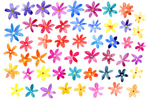 Bright Watercolor Flowers Set