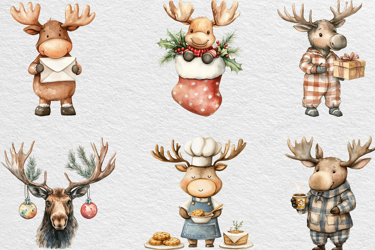 Cute Christmas Moose Sublimation, an Illustration by Black Bird Studio (Photo 2 of 6)