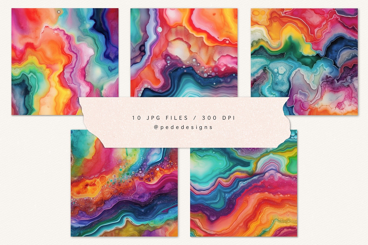 Rainbow Marble Textures, a Texture Graphic by PeDe Designs