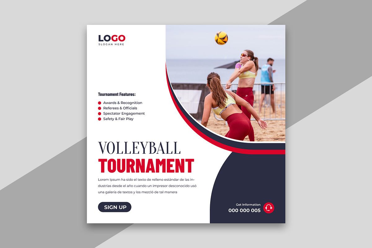 Volleyball Tournament Social Media, a Social Media Template by Designgrove (Photo 2 of 3)