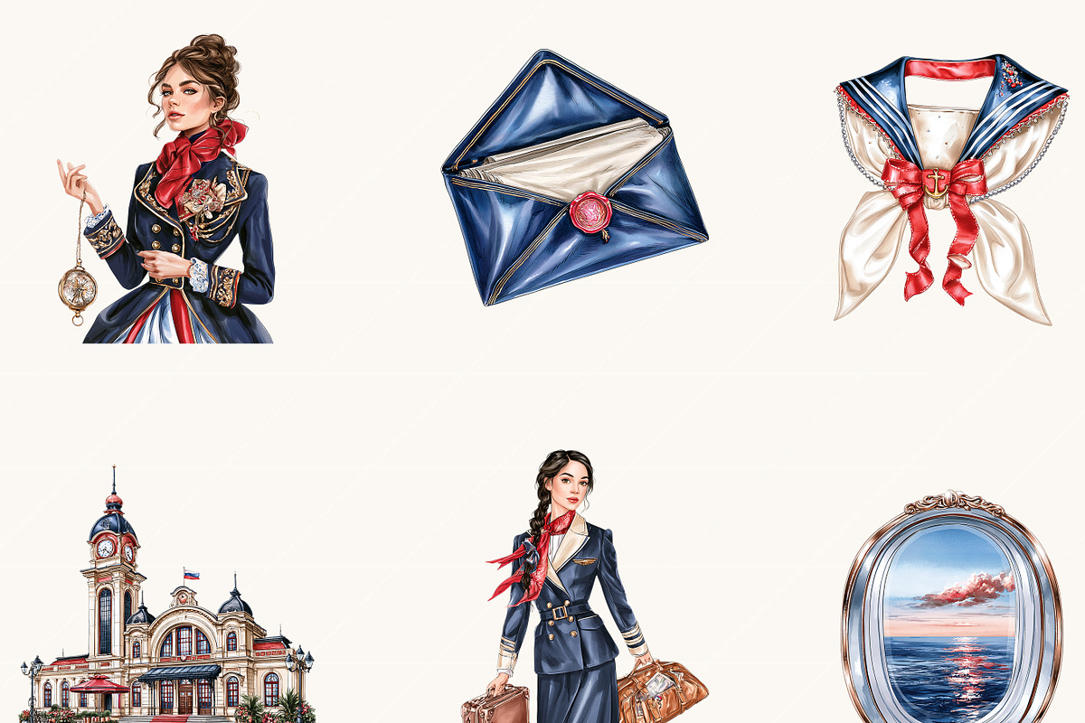 Watercolor Airline Crew Clipart, an Object Illustration by BusyDaydesign (Photo 5 of 9)