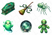 Green Halloween Clipart Bundle, an Illustration by DreamPrint404 (Thumbnail 5 of 6)