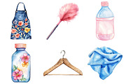Watercolor Housekeeping Clipart, an Illustration by Daily.Designs (Thumbnail 3 of 5)