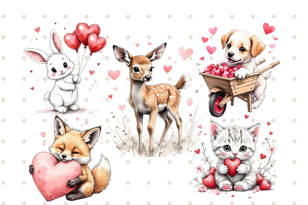Valentine Animals Clipart Set PNG, an Animal Illustration by Anca Digital Vibe (Photo 4 of 4)