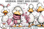 Whimsical Funny Duck Clipart, an Illustration by OK Design (Thumbnail 1 of 6)