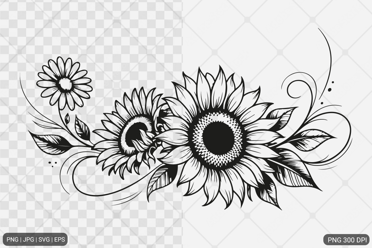 Sunflower SVG PNG Design Bundle, an Illustration by Actual Pixel (Photo 11 of 30)