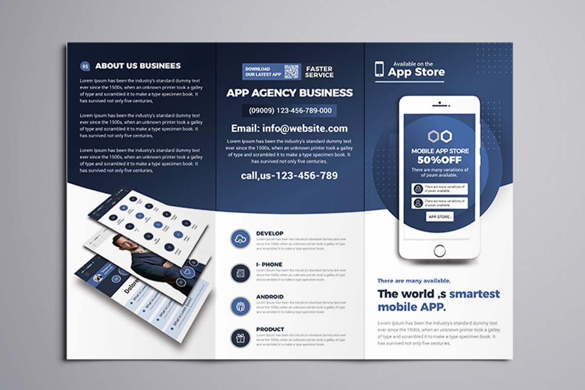 Mobile App Trifold Brochure, a Brochure Template by AfzaalGraphics