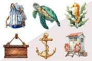 Watercolor Summer Ancho Clipart, an Illustration by Design Market (Thumbnail 3 of 3)