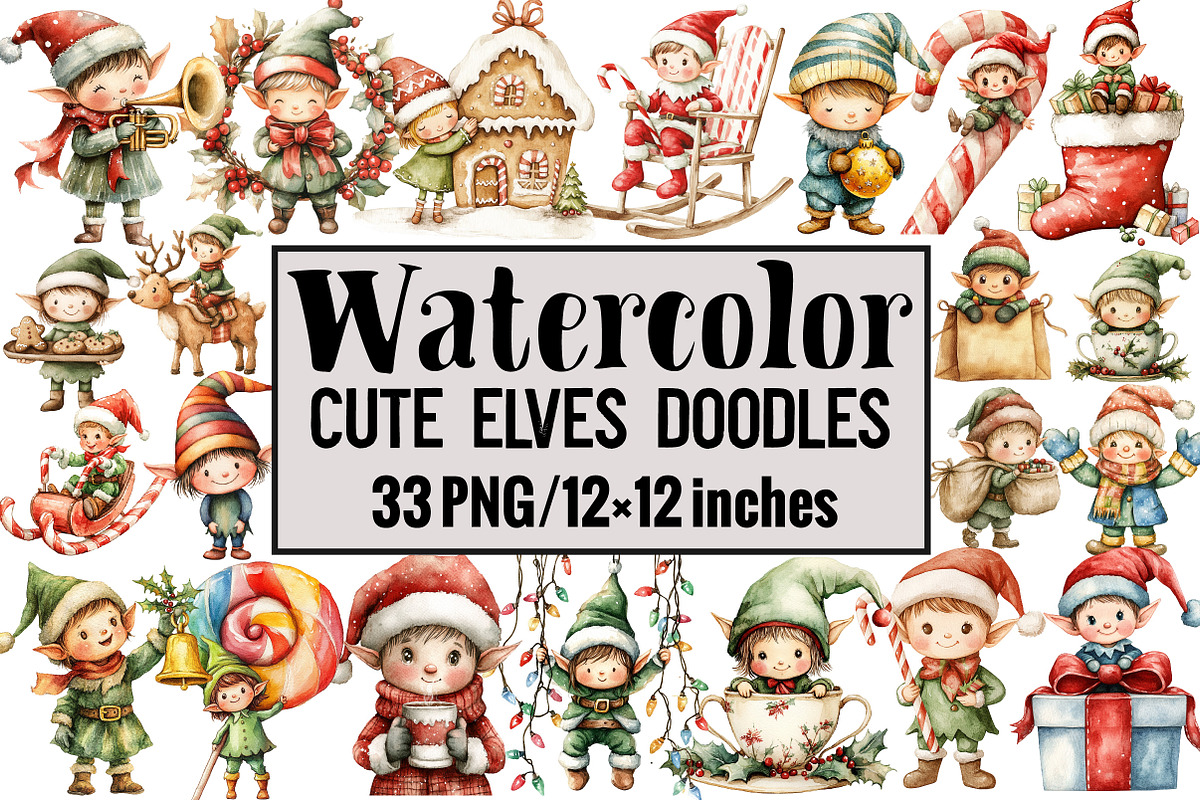 Cute Elves Doodles, an Illustration by Design Market (Photo 1 of 3)